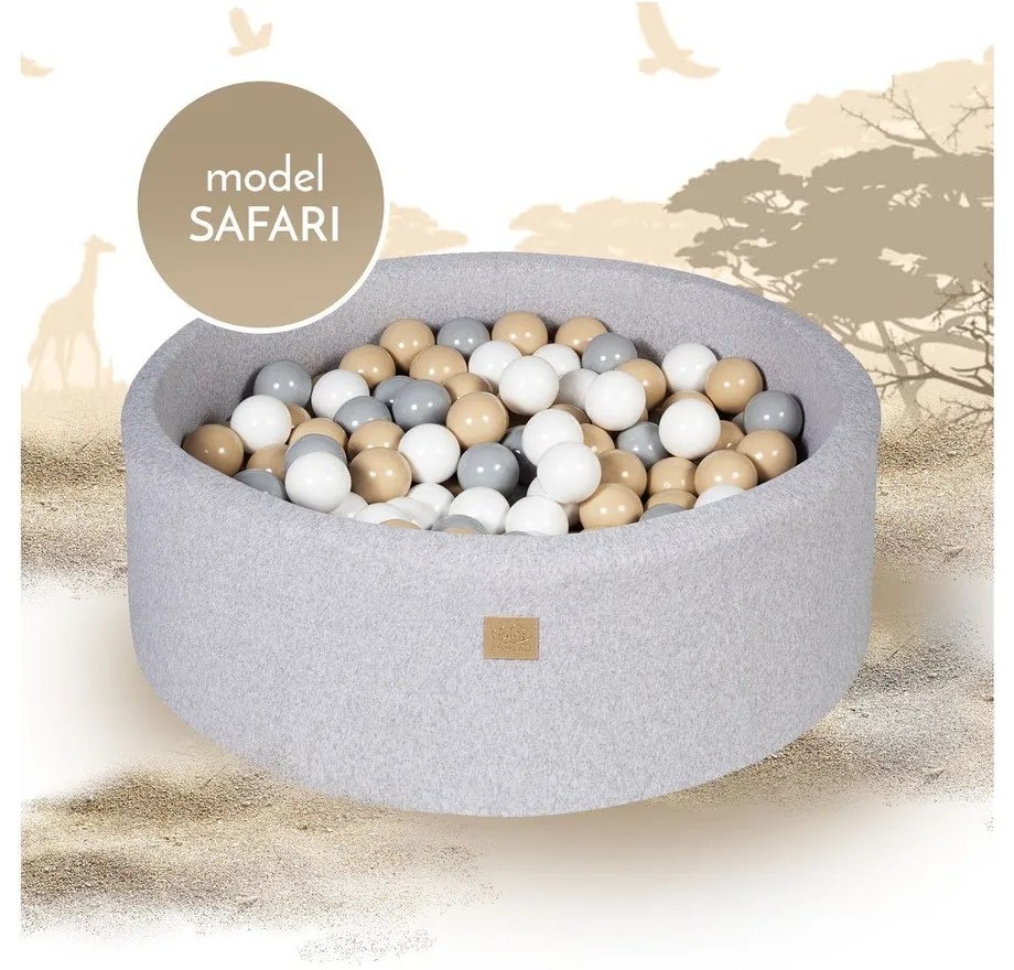 Piscină cu bile gri din catifea reiată ø 90x30 cm Montessori – Meowbaby