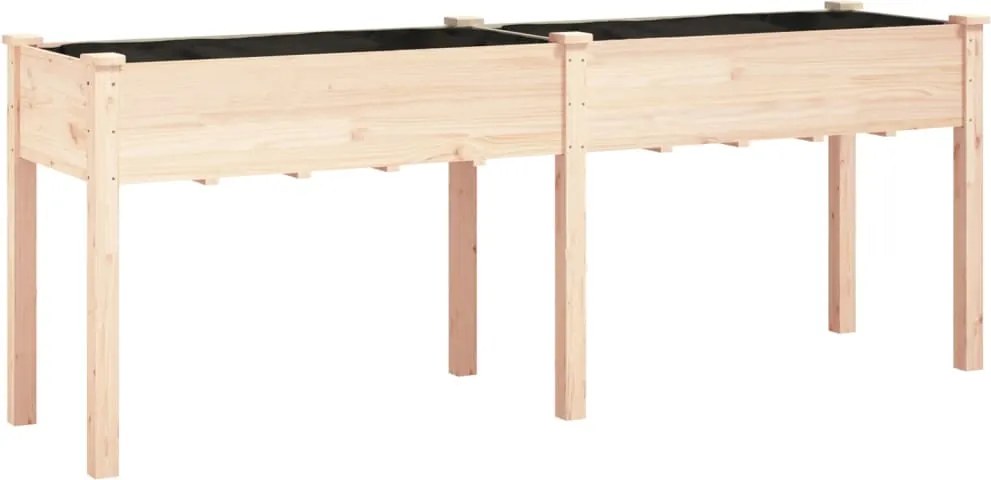 vidaXL Jardinieră cu căptușeală, 203x53x76 cm, lemn masiv de brad