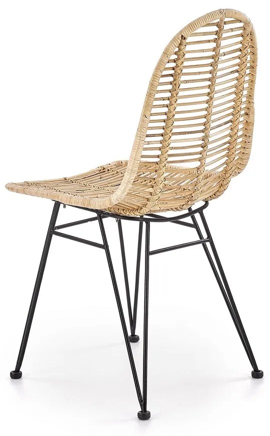 Scaun de bucaterie Linus, ratan/negru