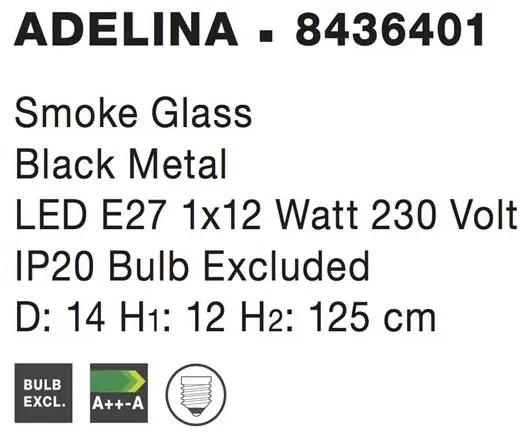 Pendul din sticla fume si metal negru Adelina