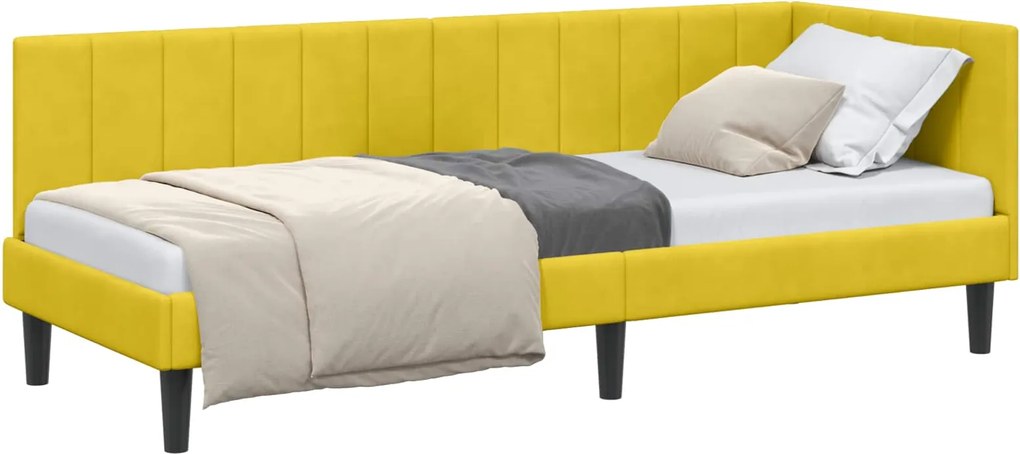 vidaXL Cadru de pat colțar cu headboard Galben 80 cm x 200 cm Catifea