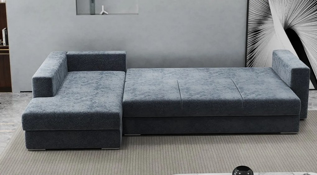 Colțar extensibil dumonde cu ladă de depozitare si sezut confortabil din spuma high-density, Gloria Euphoria Grafit 320x183 cm