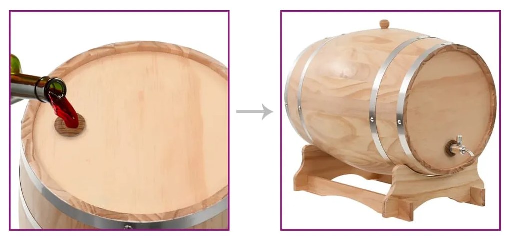 Butoi de vin cu robinet, 35 L, lemn masiv de pin 35 l