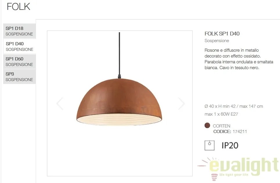 Lustra design deosebit cu efect de metal oxidat FOLK SP1 D40 174211