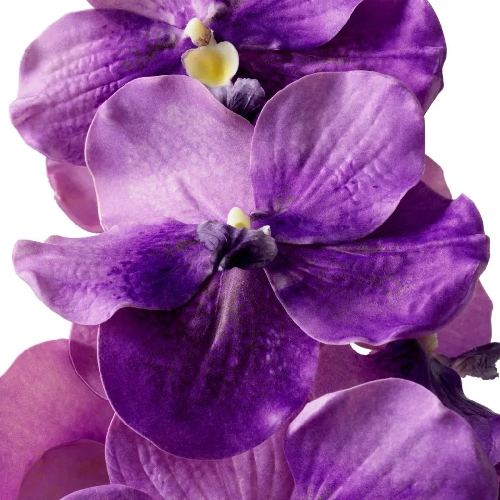 Buchet artificial LUX din 24 fire orhidee violet, Vanda Orchids