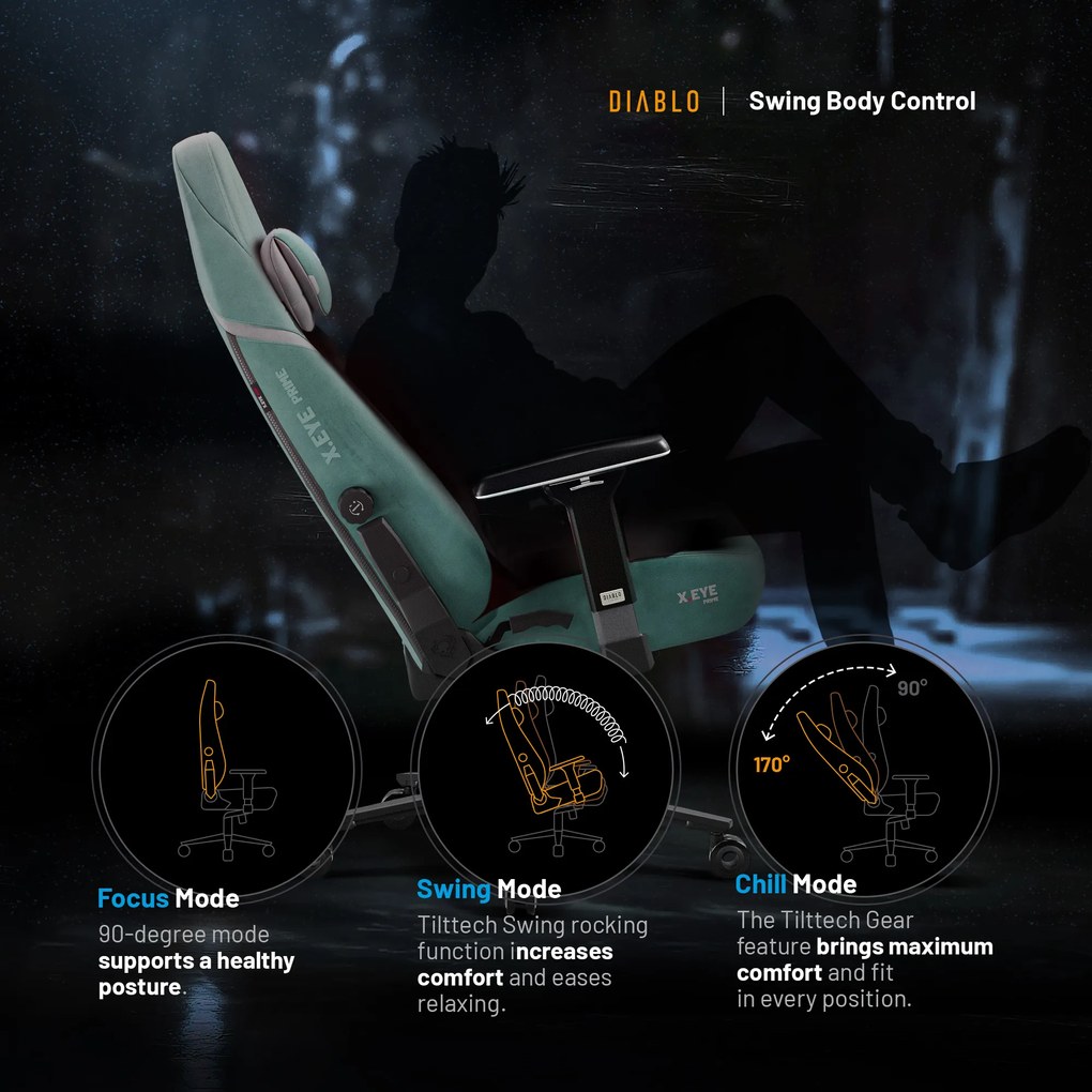 Scaun de gaming Diablo X.Eye Prime Mystic Mint Normal Size