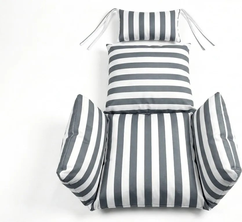 Scaun suspendat gri KOKON fara suport, pernă alb-gri