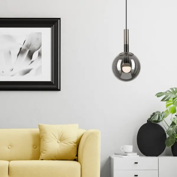 Lustră pe cablu ROLLO 1xE14/5W/230V crom mat/fumuriu