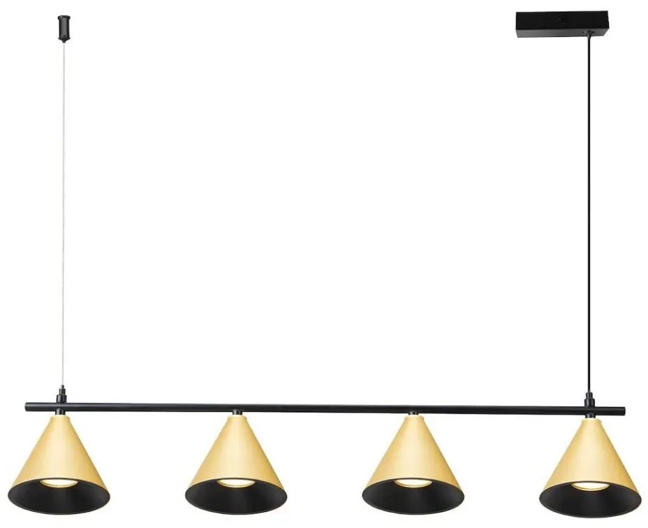 Lustră pe cablu CONE 4xGU10/10W/230V auriu/negru