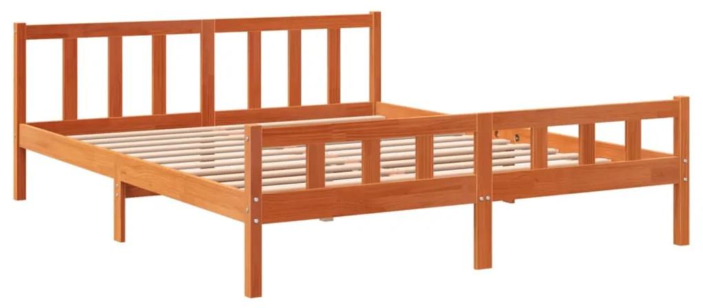 844399 vidaXL Cadru de pat cu tăblie, maro ceruit, 160x200 cm, lemn masiv pin
