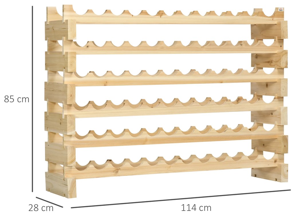 HOMCOM Etajera pentru Sticle, cu 6 Rafturi din Lemn de Pin , 72 Sticle | Aosom Romania