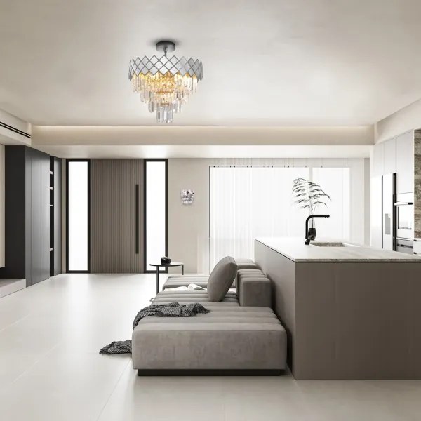 Lustră pe tijă CARISMA 9xE14/40W/230V crom mat