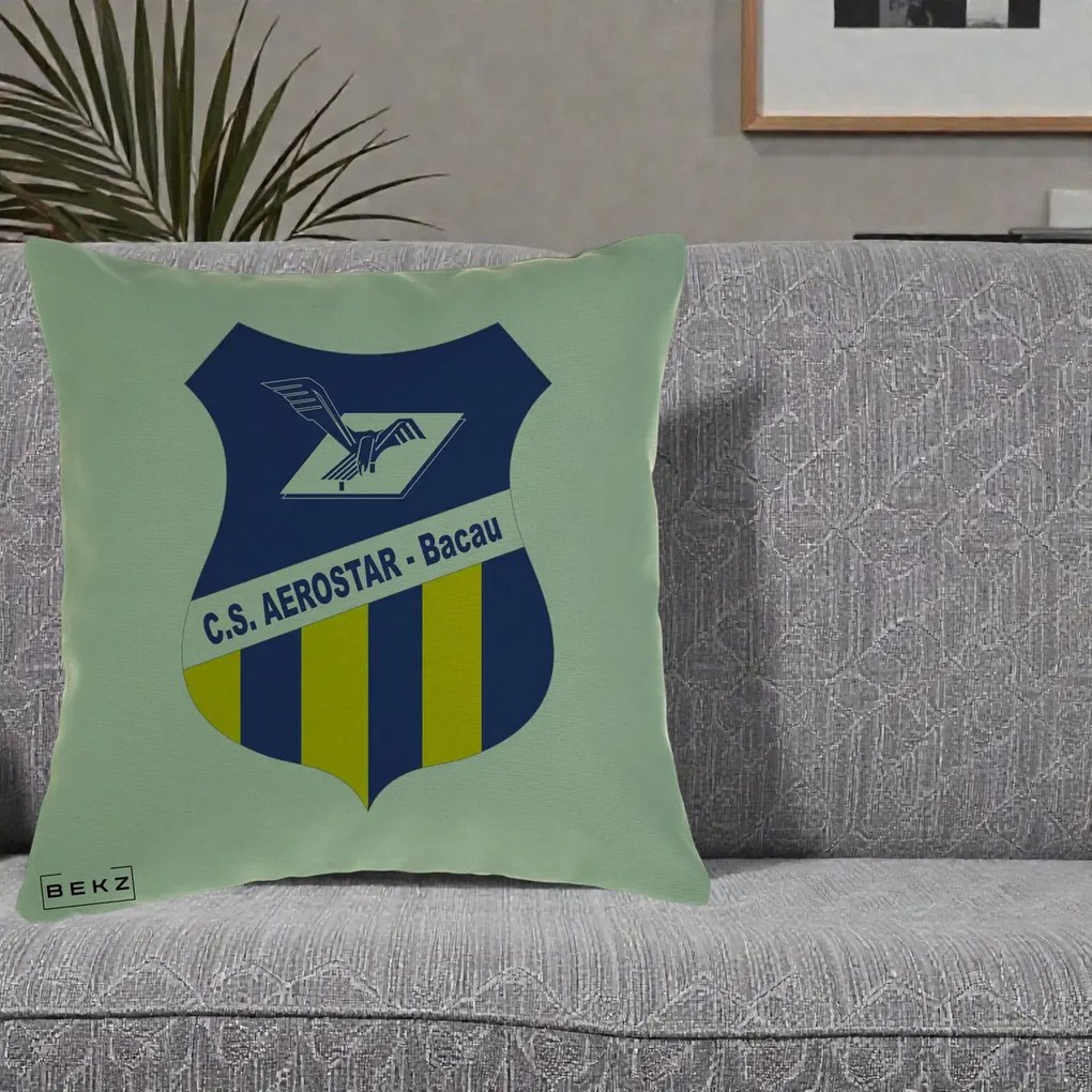 Perna Personalizata CS Aerostar Bacau Fotbal, 40x40 cm, Verde, Husa Detasabila, Perna Inclusa, BEKZ®