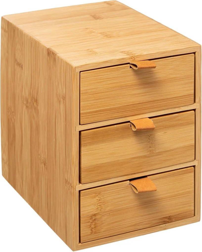 Organizator din bambus pentru cosmetice, 3 sertare