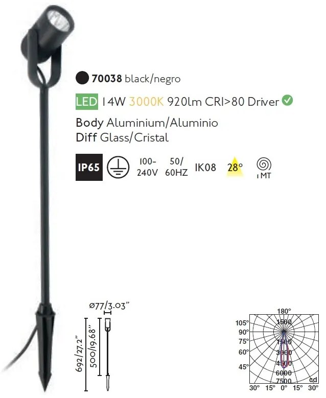 Proiector LED de exterior cu tarus IP65 SLOT-65