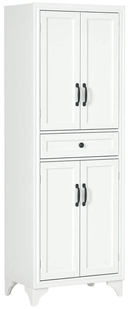 HOMCOM Bufet înalt armoire de cuisine 4 uși 2 dulapuri si 1 sertar central inaltime 170 cm cu raft reglabil alb | Aosom Romania