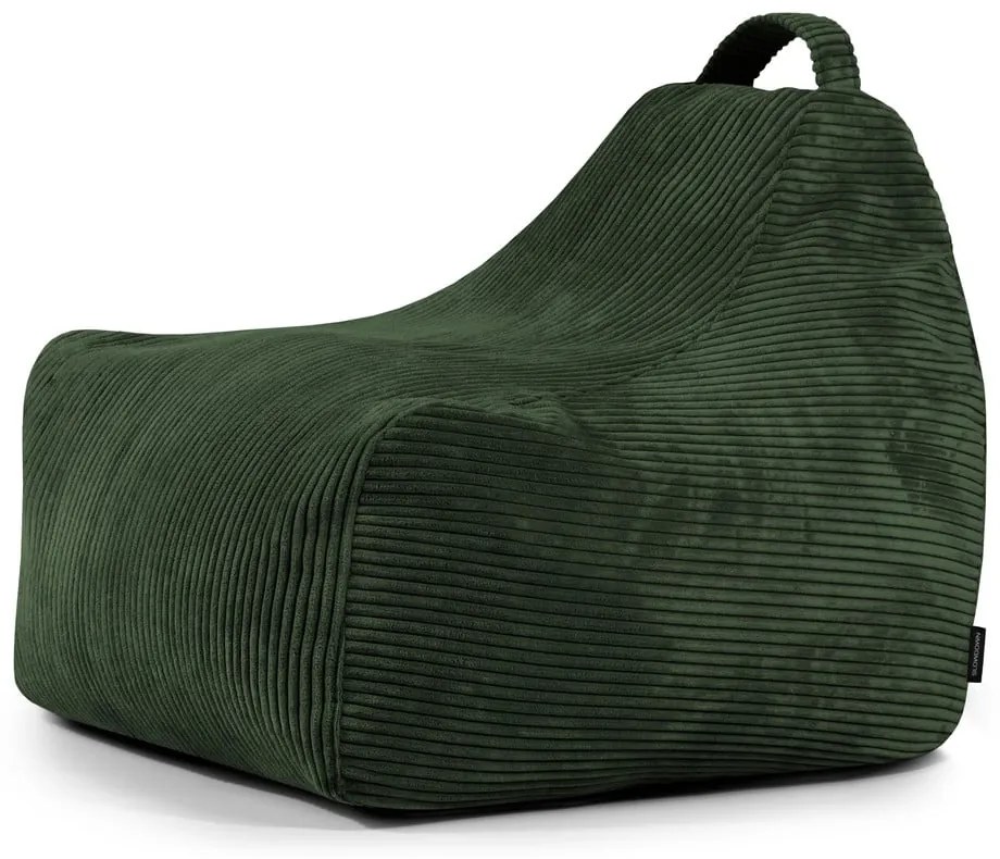 Fotoliu puf pentru copii verde cu tapițerie din catifea reiată Game Amuse – SLOWDOWN