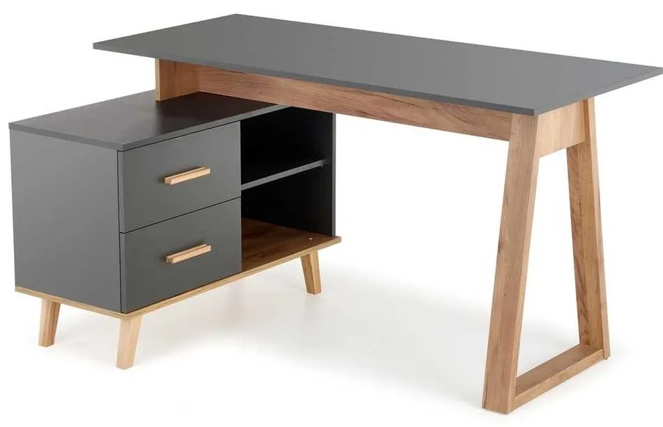 Birou Edwin de colț, antracit / stejar wotan