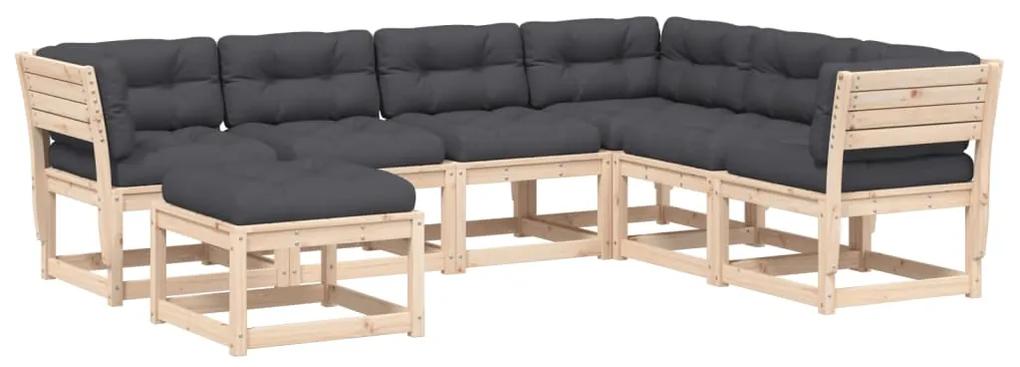 3216930 vidaXL Set mobilier de grădină cu perne, 7 piese, lemn masiv de pin