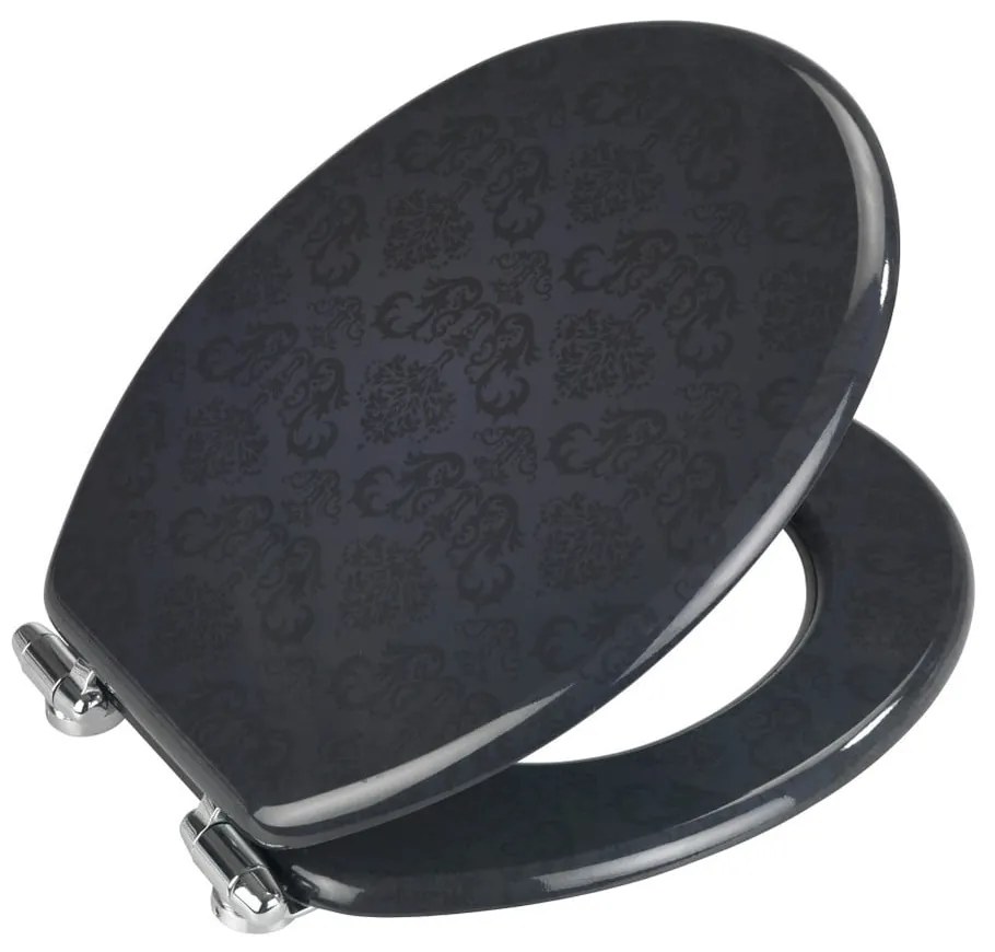 Capac WC cu închidere lentă Wenko Bellevue, 42,5 x 35,5 cm, gri închis