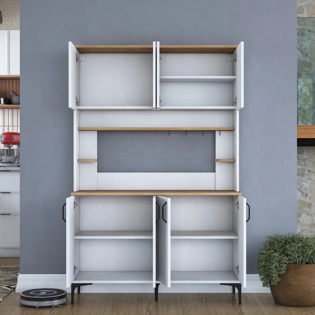 Dulap multifunctional, Hanah Home, JE176, 120x184.2x40 cm, Nuc/Alb