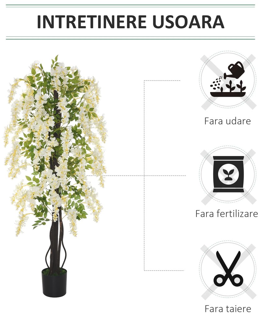 Plante artificiale inalte realista, 165 cm, Outsunny,alba | Aosom Romania