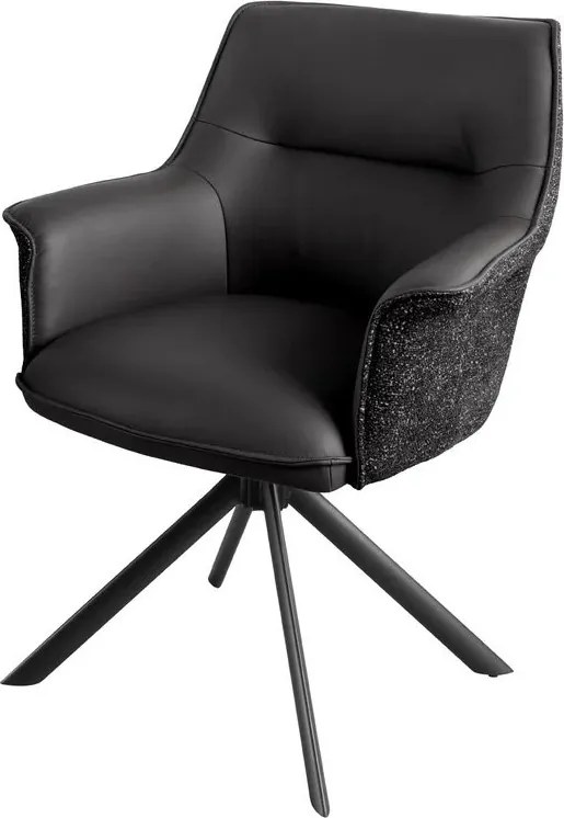 Set 2 scaune Pivotante, Piele Naturala LE GRAND negru