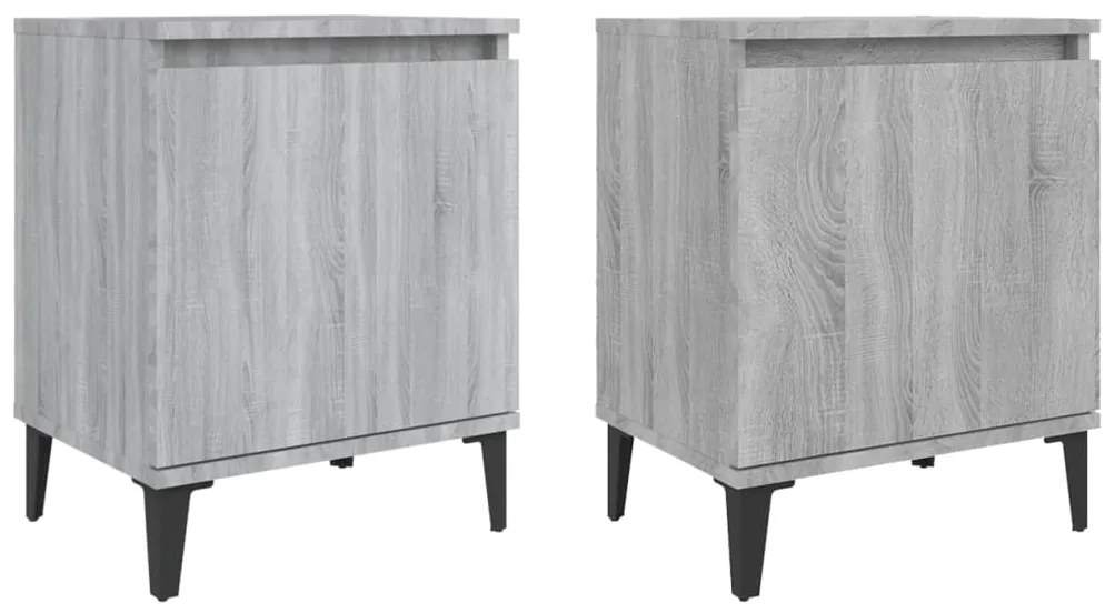 813119 vidaXL Noptiere cu picioare metalice, sonoma gri, 40x30x50 cm