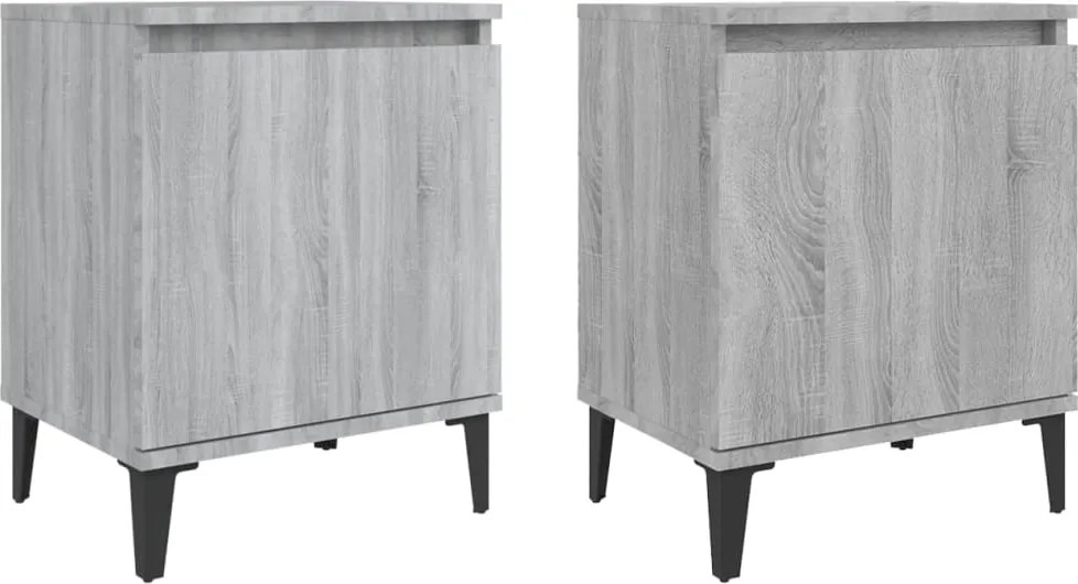 vidaXL Noptiere cu picioare metalice, sonoma gri, 40x30x50 cm