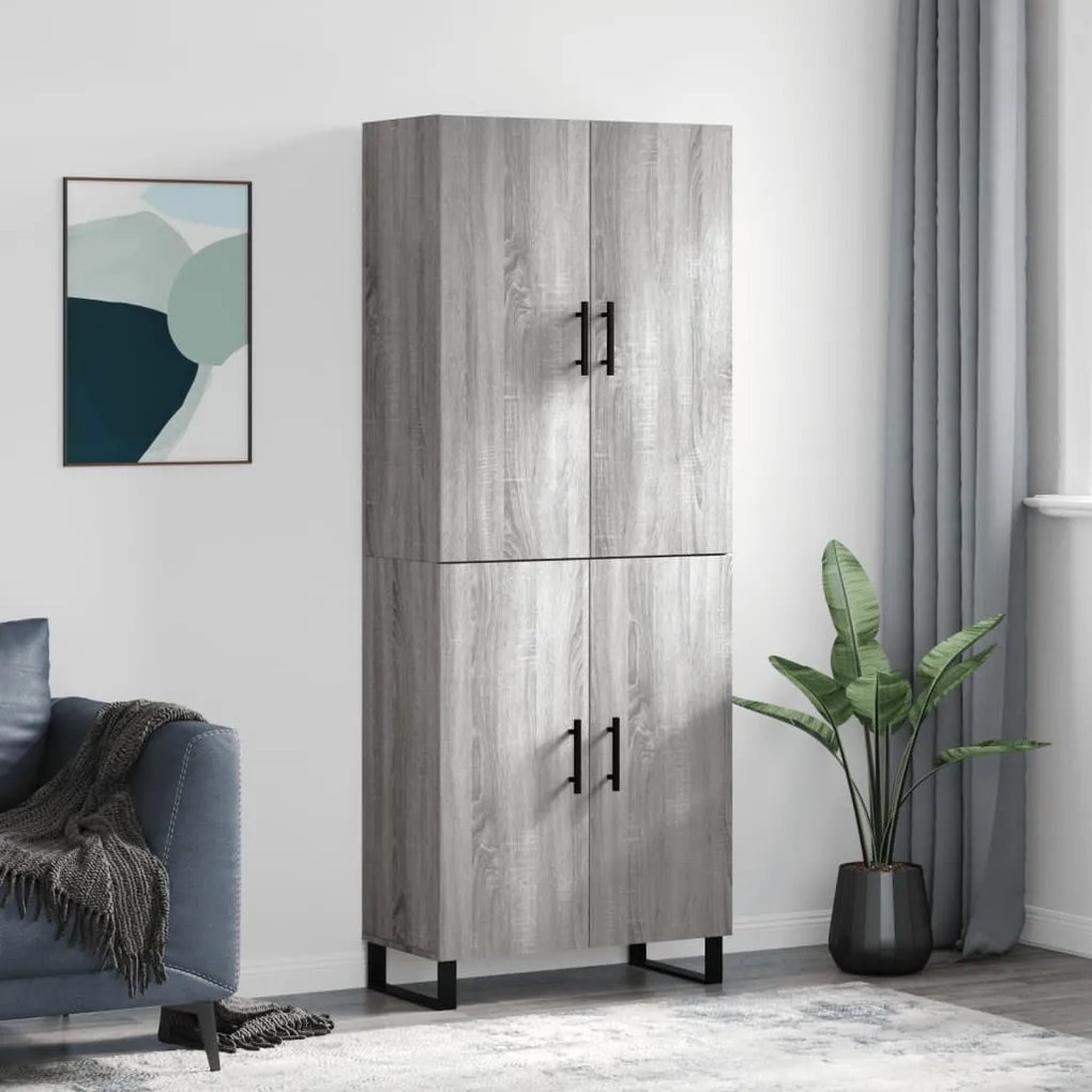 vidaXL Dulap înalt, gri sonoma, 69,5x34x180 cm, lemn compozit