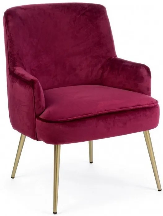 Fotoliu bordo / auriu din catifea si lemn de Pin, Clelia Bizzotto