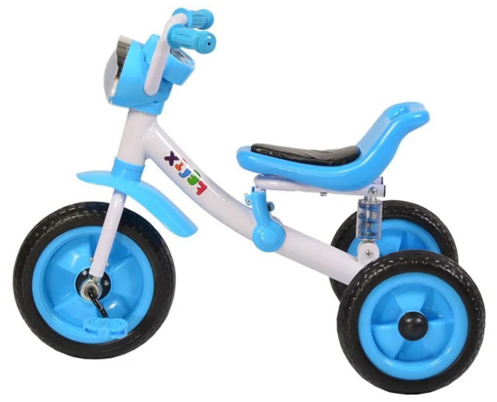 Tricicleta cu pedale NOVOKIDS™ Felix Trike ,Cu melodii si lumini, Max 20 kg, Suspensie spate, Roti din cauciuc EVA, Cadru metalic, Albastru