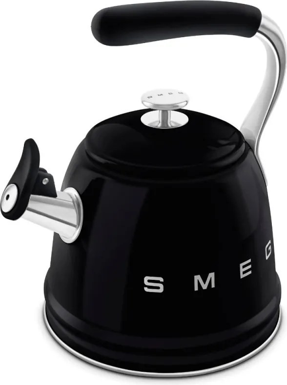 Ceainic cu fluier Smeg CKLW2001BL, 2,3 l, Inductie, Maner rece, Negru