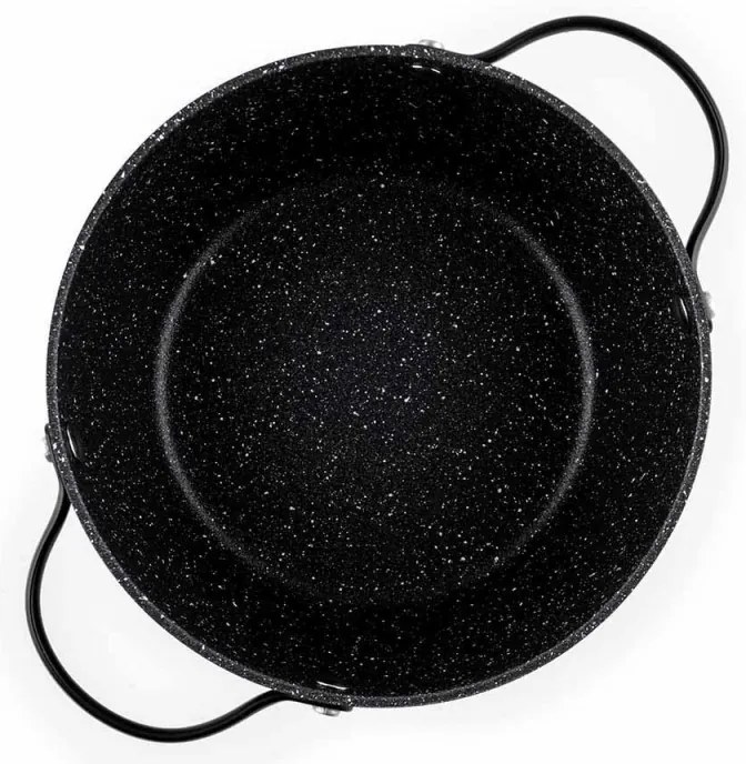 Cratiță Luigi Ferrero Symphony FR-2010, 20x10.5 cm, 2.6 l, Acoperire antiaderentă, Capac din sticlă cu gaură pentru abur, Mânere din oțel cu PVD, Inducție, Marmură neagră