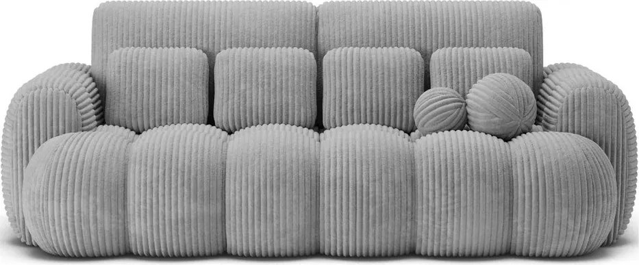 Canapea gri extensibilă cu tapițerie din catifea reiată 256 cm Cotonn – ELTAP