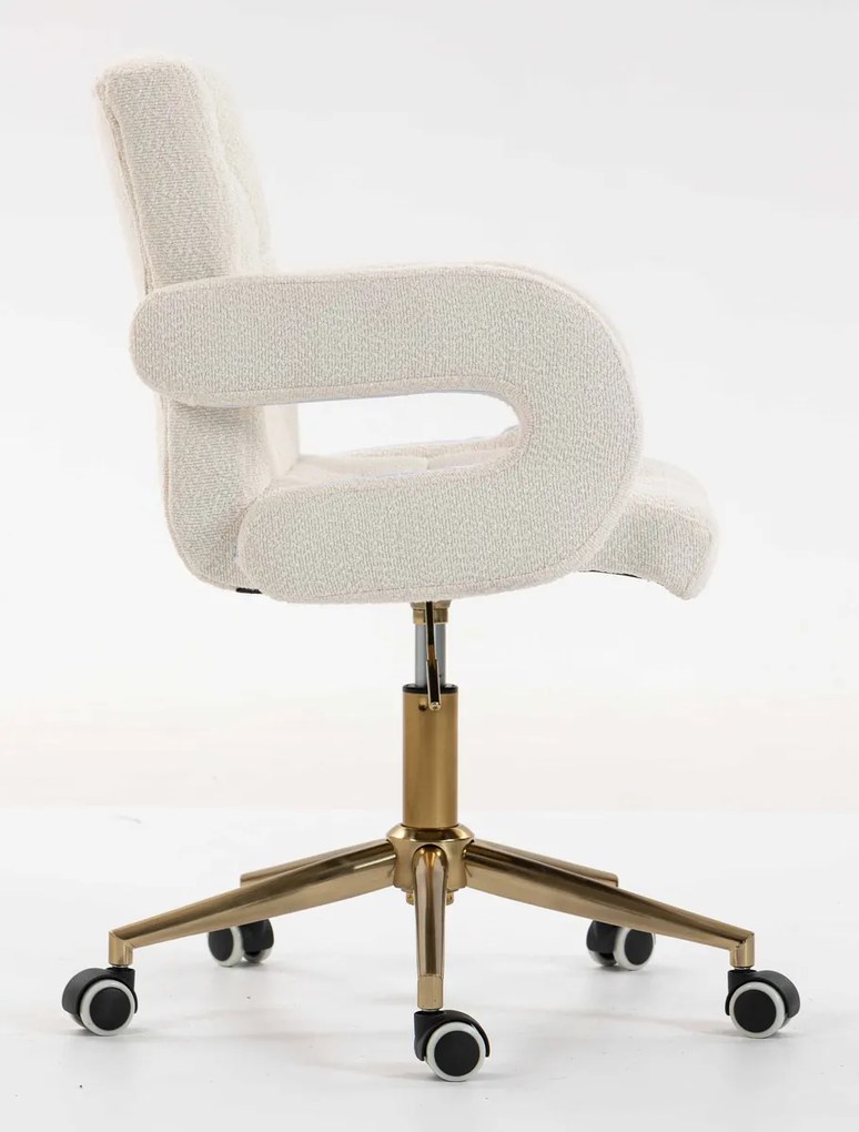 HR8404K Scaun Crem Boucle cu Bază Aurie