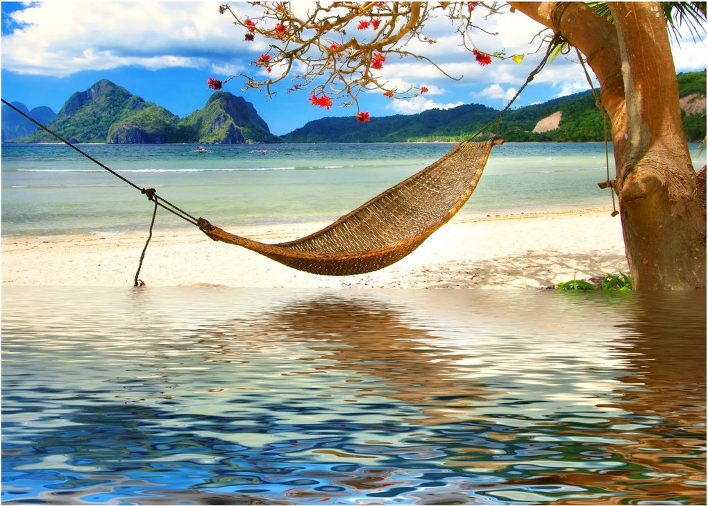 Tablou pe sticlă - Relax la plajă (70x50 cm)
