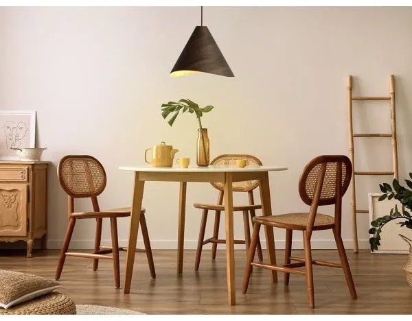 Lustră suspendată din lemn pe cablu 1xE27/60W/230V Ø 45 cm, lemn masiv/nuc/lemn de cauciuc (hevea)