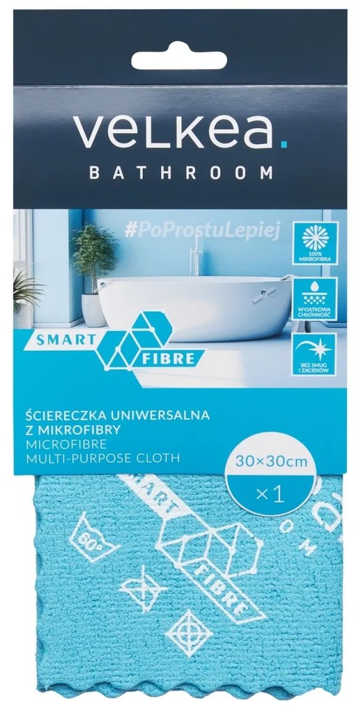 Laveta universala pentru baie, microfibra, Smart Fiber, 30 x 30 cm, Velkea
