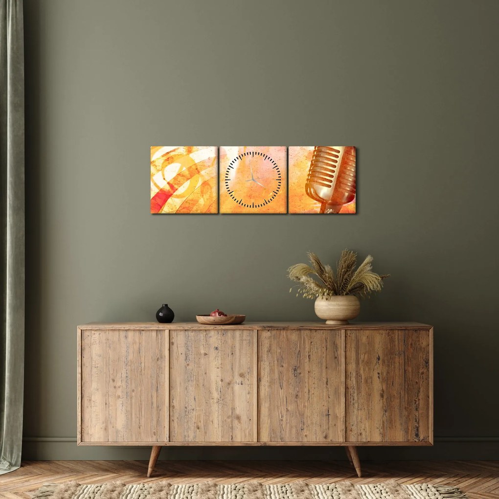 Tablou - Microfon retro (cu ceas) (90x30 cm)