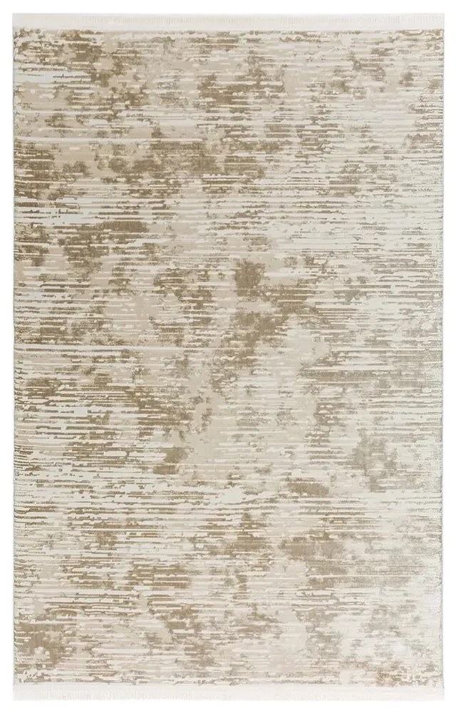 80x150 cm Covor Bej/Crem, Margini cu Franjuri, Living/Hol/Dormitor, 60% Polipropilenă 40% Poliester, Modern, Model Radiant