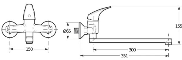 Baterie de lavoar JIKA H3111N70042401 TALAS 15,5 cm crom lucios