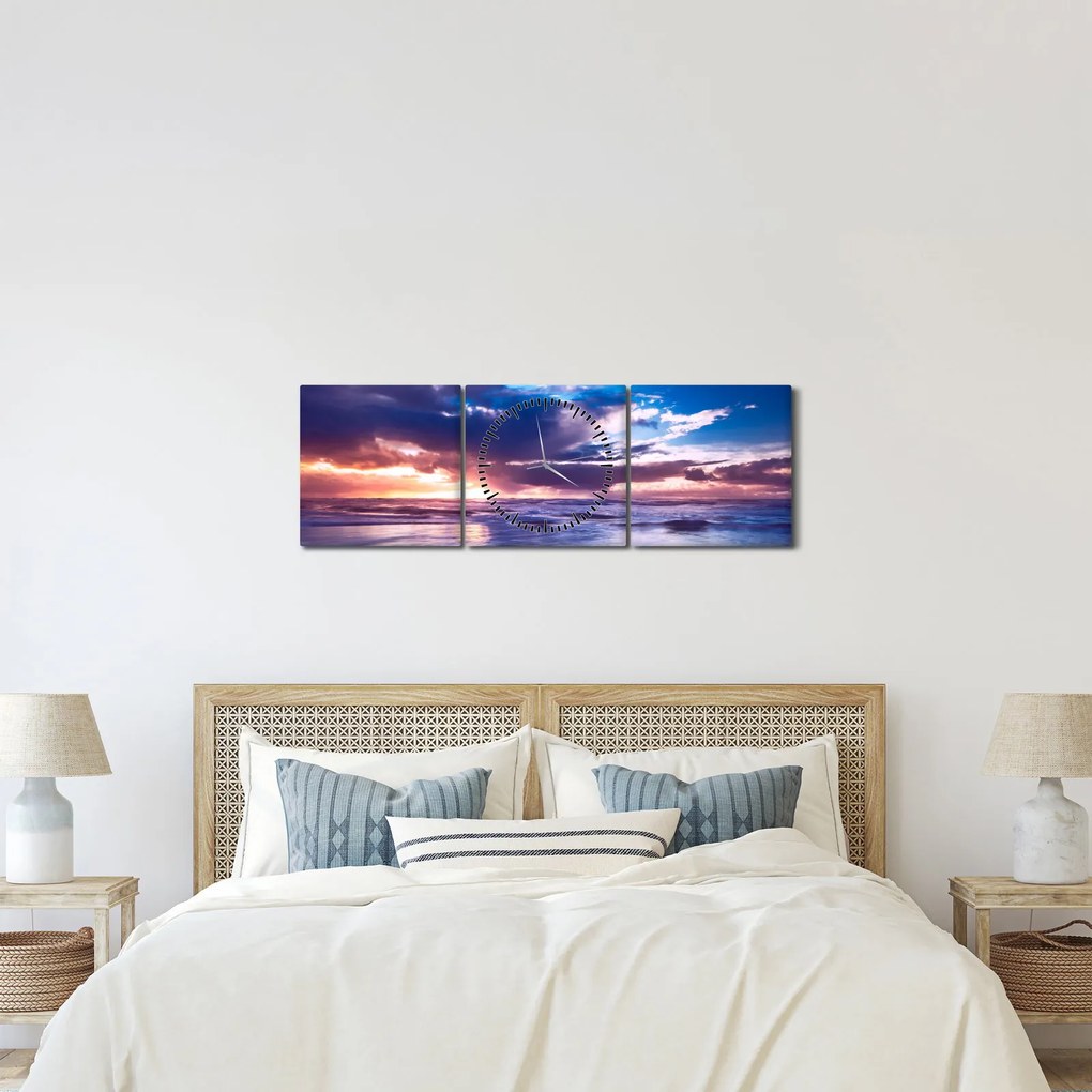 Tablou - Apus de soare la mare (cu ceas) (90x30 cm)