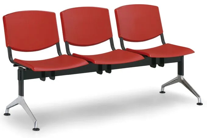 Bancă din plastic de design, 3 locuri, verde