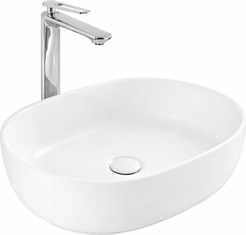 LIGNANO || Lavabou, de pus pe blat, ceramică, alb, oval