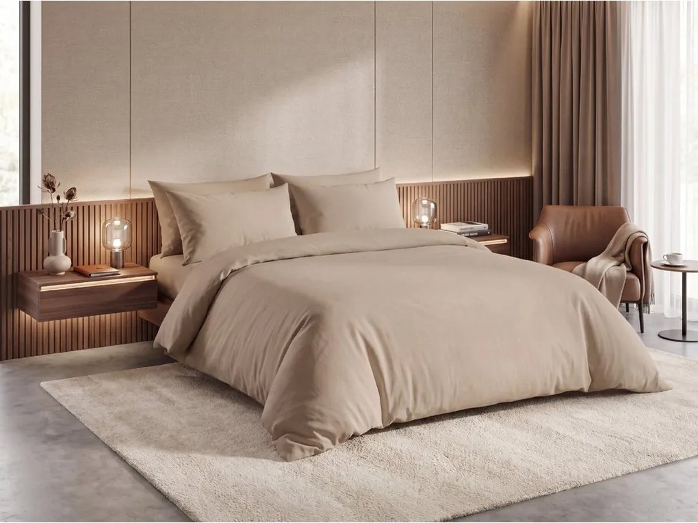 Lenjerie de pat din bumbac DENYX BLEND maro deschis hotelova husa Dimensiune lenjerie de pat: 70 x 90 cm | 140 x 200 cm