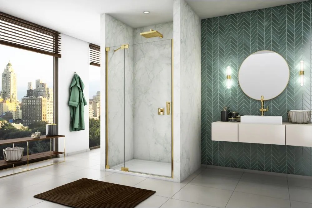 Usa dus batanta 100x200 cm cu segment fix Sanswiss Cadura auriu lucios deschidere stanga Stanga, 1000x2000 mm