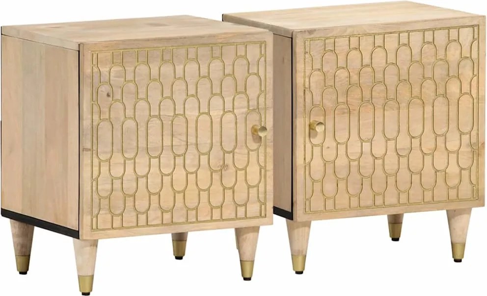 vidaXL Noptiere, 2 buc., 40x33x46 cm, lemn masiv de acacia