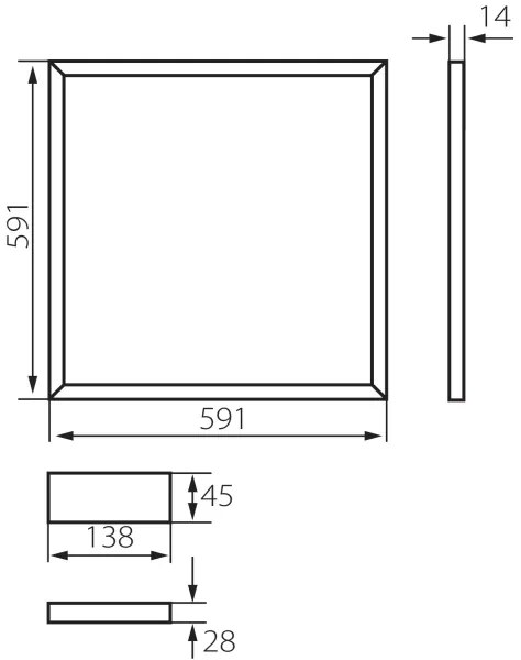 Cadru LED încastrat Kanlux 26771 AVAR LED/40W/230V 6000K 59x59 cm