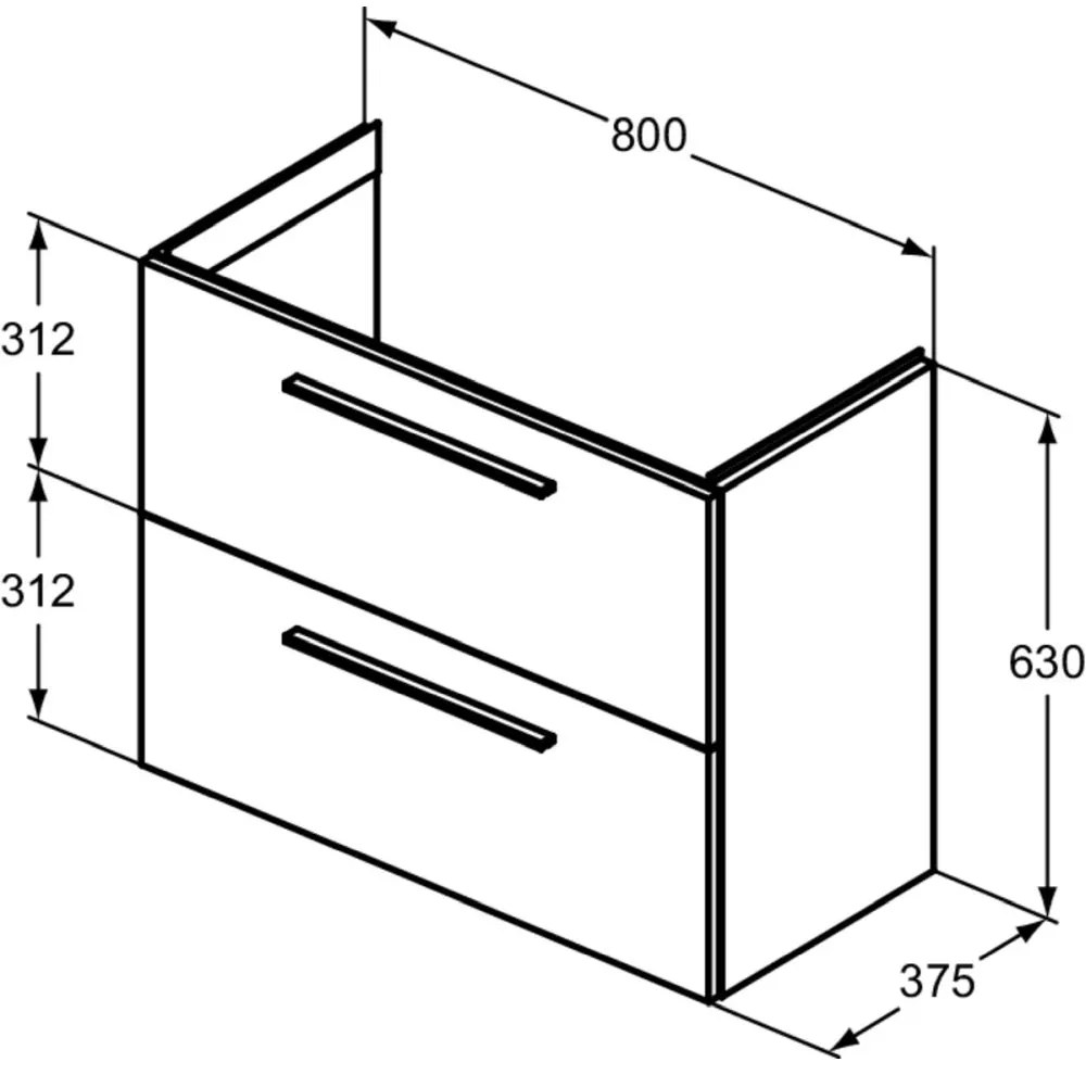 Dulap baza lavoar, 80x38x63 cm, 2 sertare, cafea stejar Stejar cafeniu
